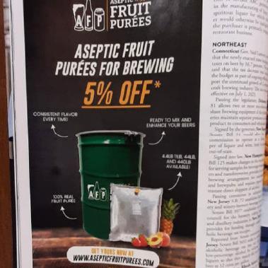 Did you read The New Brewer magazine? - Aseptic Fruit Purees | West Coast US